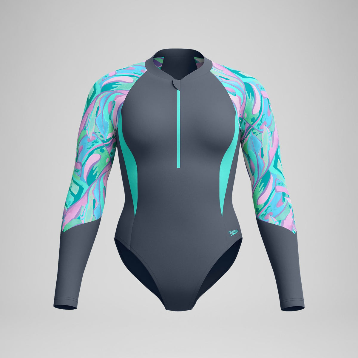 Long Sleeve Swimsuit Grey/Green | Speedo