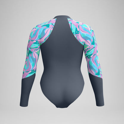 Long Sleeve Swimsuit Grey/Green | Speedo