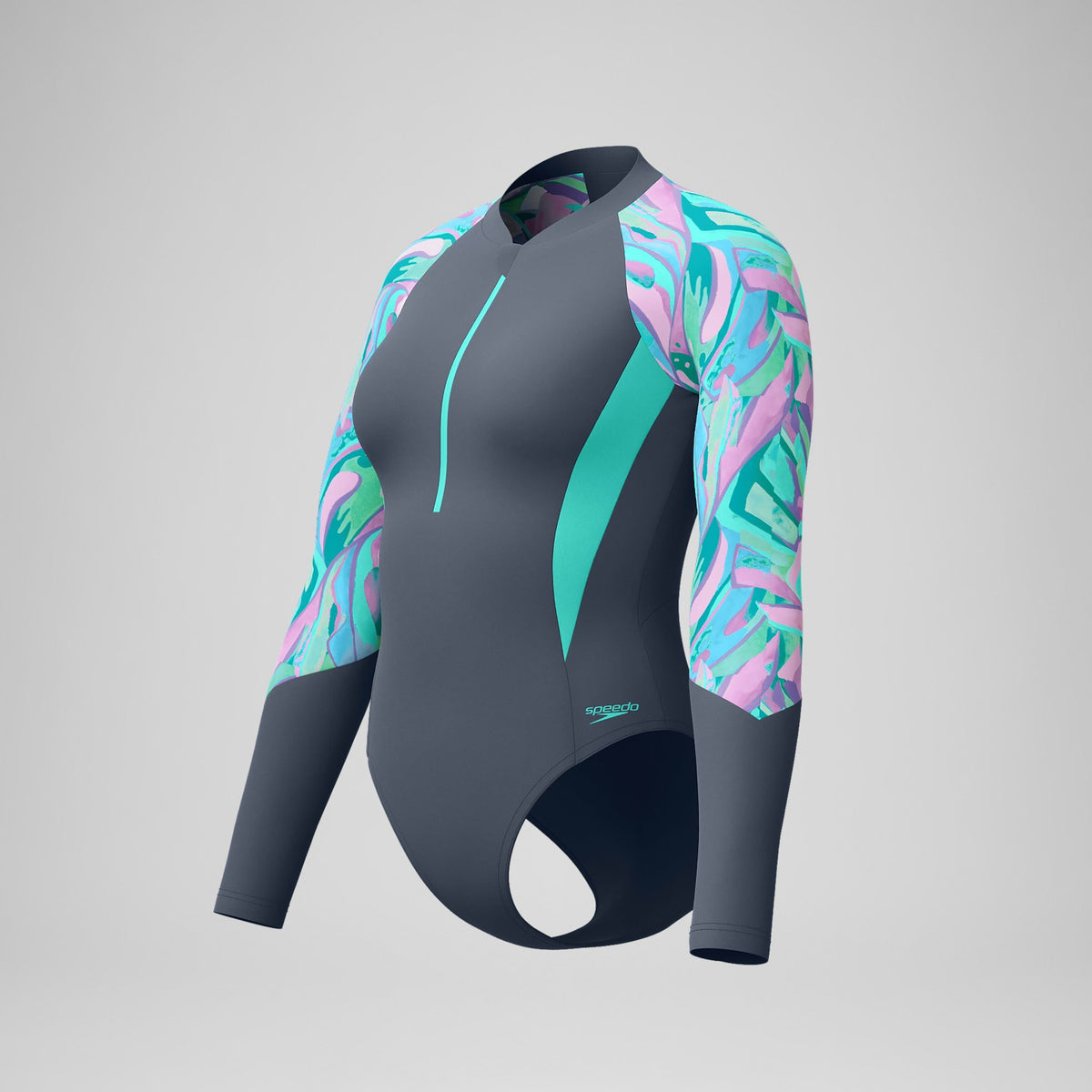 Long Sleeve Swimsuit Grey/Green | Speedo
