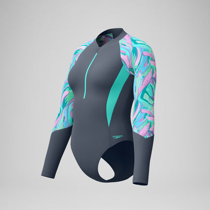 Long Sleeve Swimsuit Grey/Green | Speedo