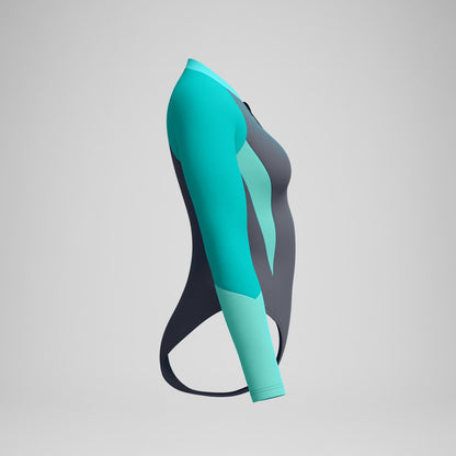 Colourblock Long Sleeve Swimsuit Grey/Turquoise | Speedo