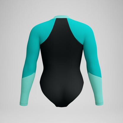 Colourblock Long Sleeve Swimsuit Black/Turquoise | Speedo
