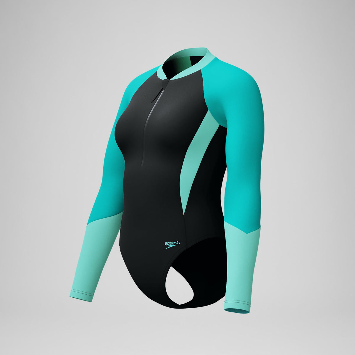 Colourblock Long Sleeve Swimsuit Black/Turquoise | Speedo
