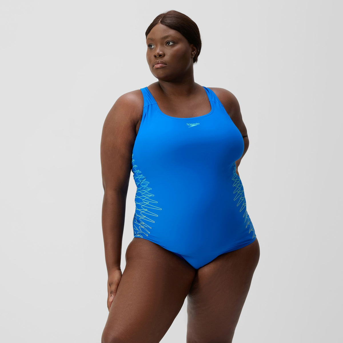 Plus Size Placement Medalist Swimsuit Blue | Speedo