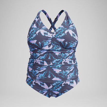 Plus Size Shaping V Neck Swimsuit Grey/Blue | Speedo