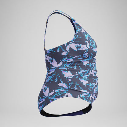 Plus Size Shaping V Neck Swimsuit Grey/Blue | Speedo