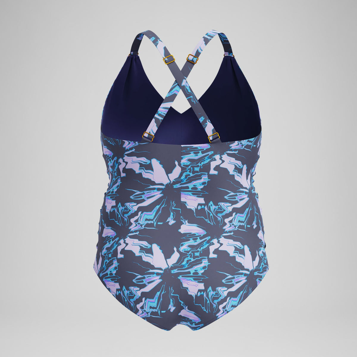 Plus Size Shaping V Neck Swimsuit Grey/Blue | Speedo