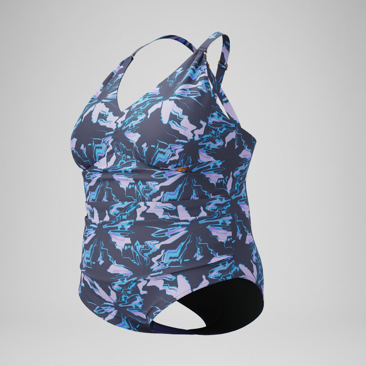 Plus Size Shaping V Neck Swimsuit Grey/Blue | Speedo
