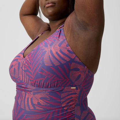 Plus Size Shaping V Neck Swimsuit Pink/Orange | Speedo