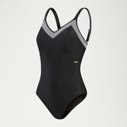Shaping Mesh Detail Swimsuit Black | Speedo