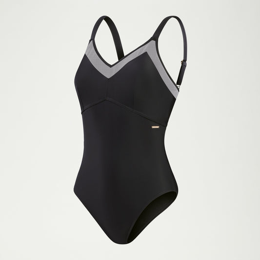 Shaping Mesh Detail Swimsuit Black | Speedo