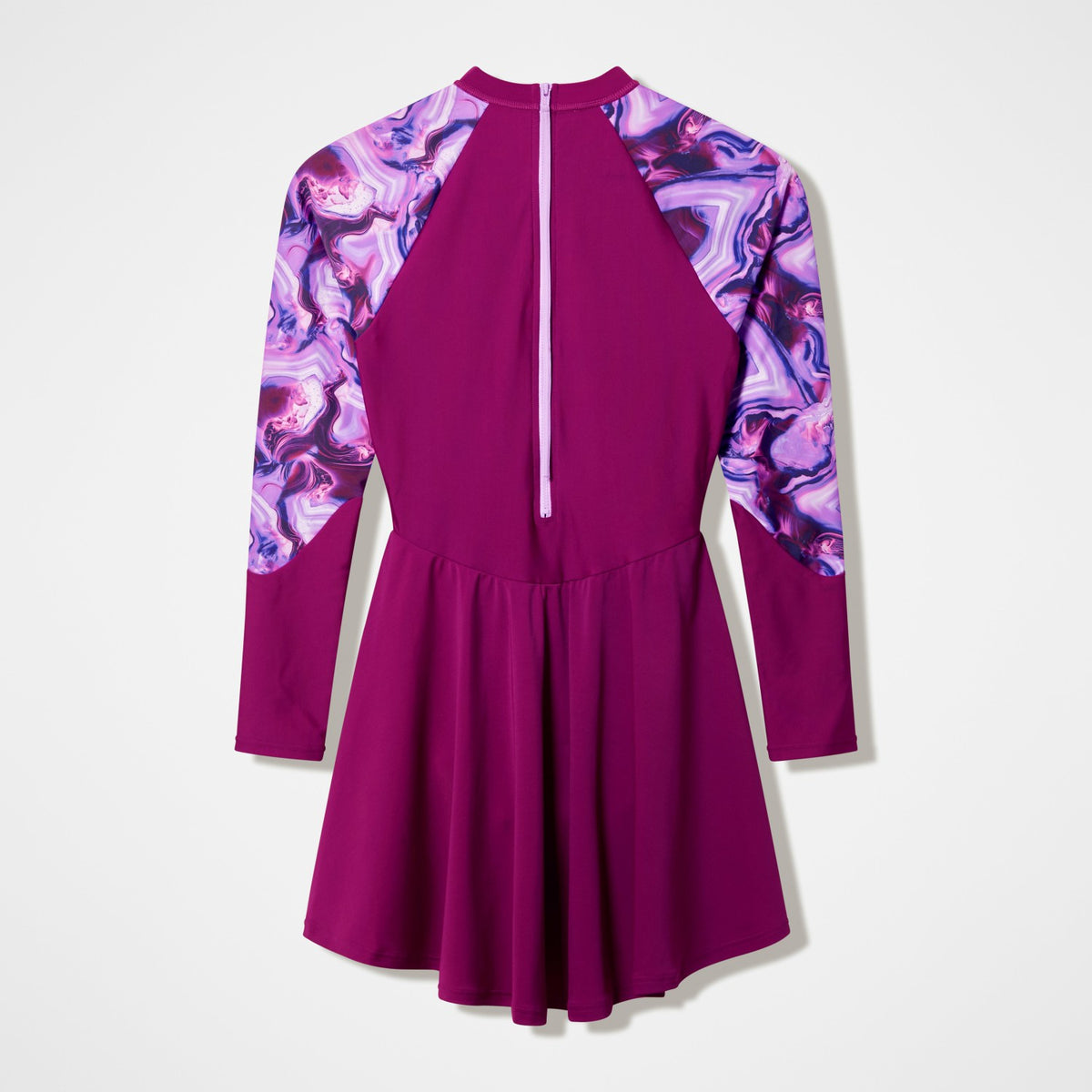 Modern Coverage Printed Long Sleeve Swim Dress Dark Pink | Speedo