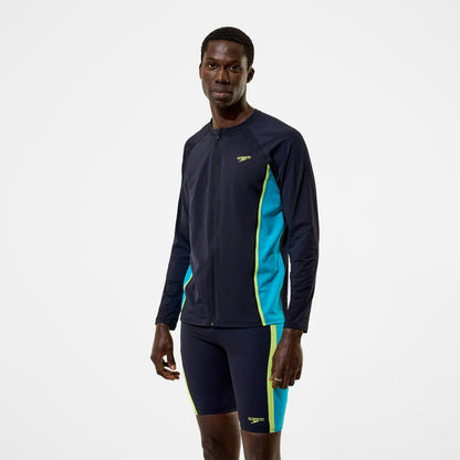 Hyperboom Splice Long Sleeve Zip Rashguard Black/Turquoise | Speedo