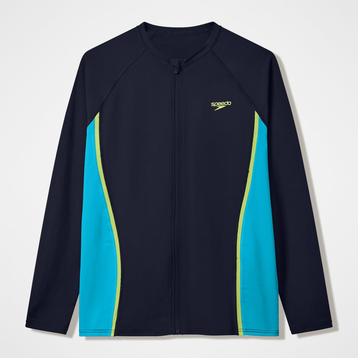 Hyperboom Splice Long Sleeve Zip Rashguard Black/Turquoise | Speedo