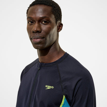 Hyperboom Splice Long Sleeve Zip Rashguard Black/Turquoise | Speedo
