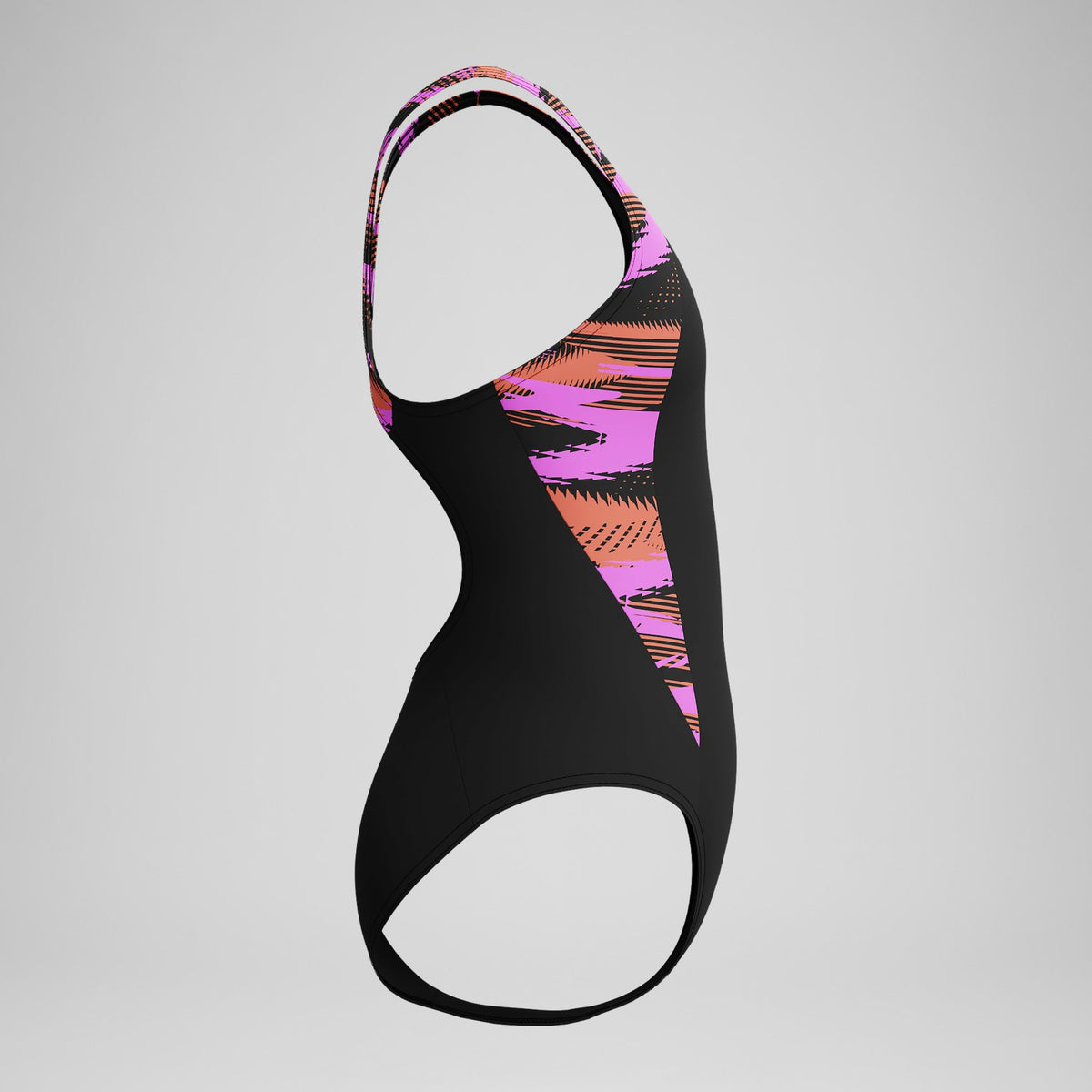 Girls' HyberBoom Splice Muscleback Swimsuit Black/Pink | Speedo