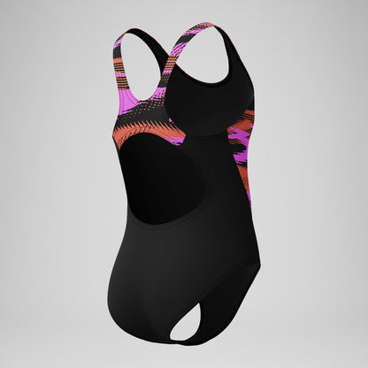 Girls' HyberBoom Splice Muscleback Swimsuit Black/Pink | Speedo