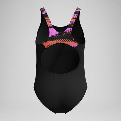 Girls' HyberBoom Splice Muscleback Swimsuit Black/Pink | Speedo