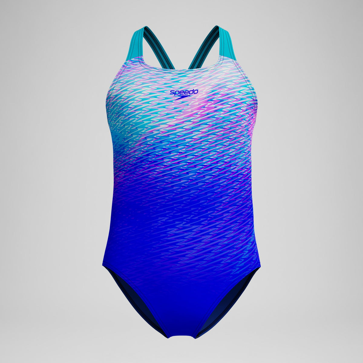 Girls Printed Powerback One Piece Blue/Turquoise | Speedo