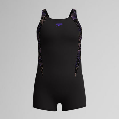 Girls Hyperboom Splice Legsuit Black/Peach | Speedo