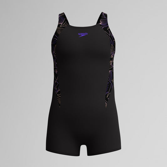 Girls Hyperboom Splice Legsuit Black/Peach | Speedo