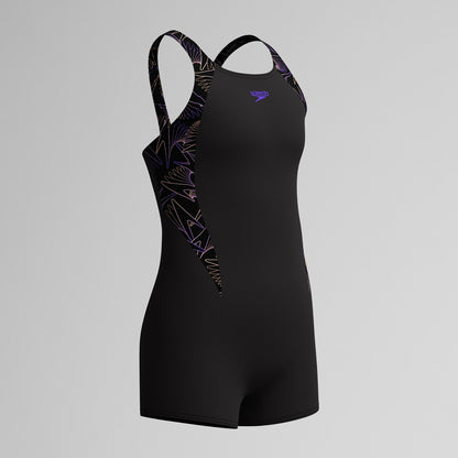 Girls Hyperboom Splice Legsuit Black/Peach | Speedo
