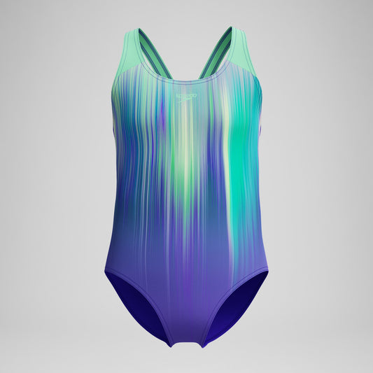 Girls Placement Splashback Swimsuit Green/Purple | Speedo