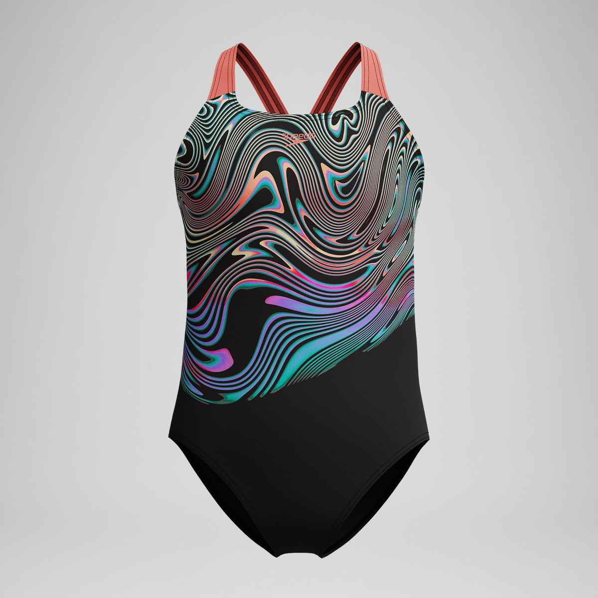 Girls Placement Powerback Swimsuit Black/Orange | Speedo