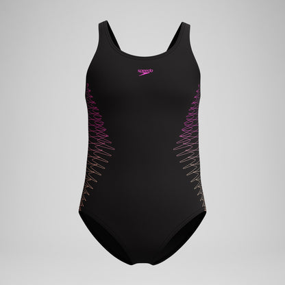 Girls Placement Muscleback Swimsuit Black/Peach | Speedo