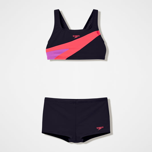 Girls Hyperboom Butterfly Back Bikini Set Black/Red | Speedo