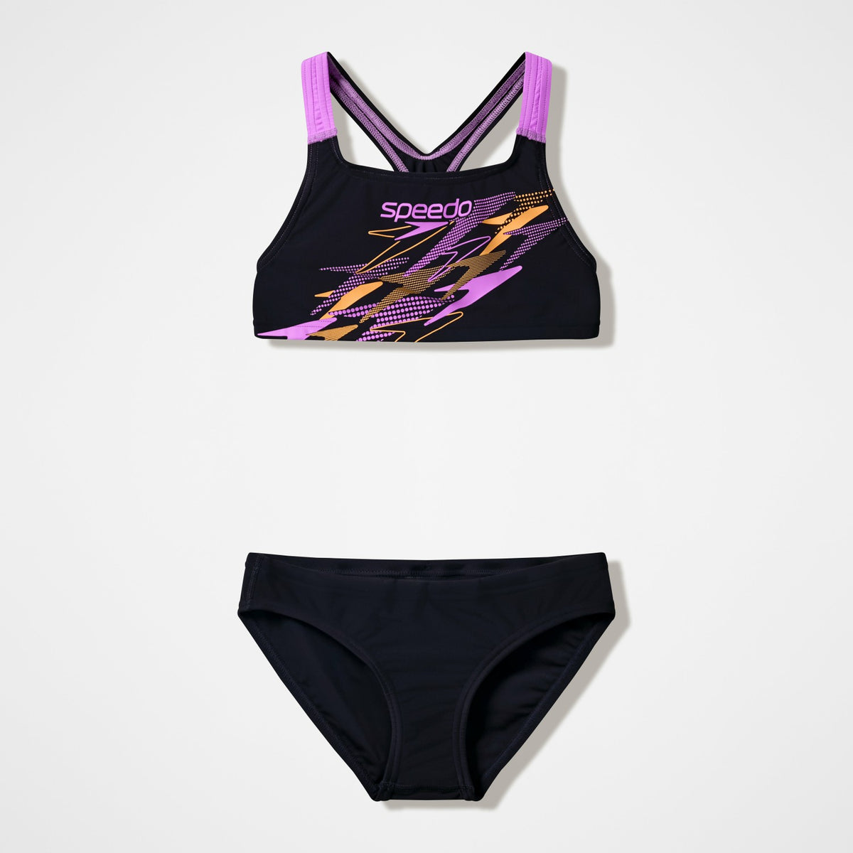 Girls Medley Logo Racerback Bikini Set Black/Pink | Speedo