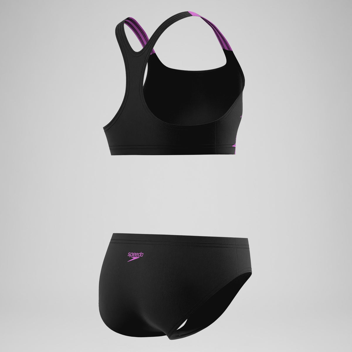 Girls Medley Logo Racerback Bikini Set Black/Pink | Speedo