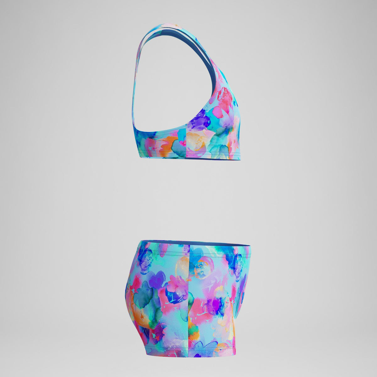 Girls Printed Racerback Bikini Set Blue | Speedo