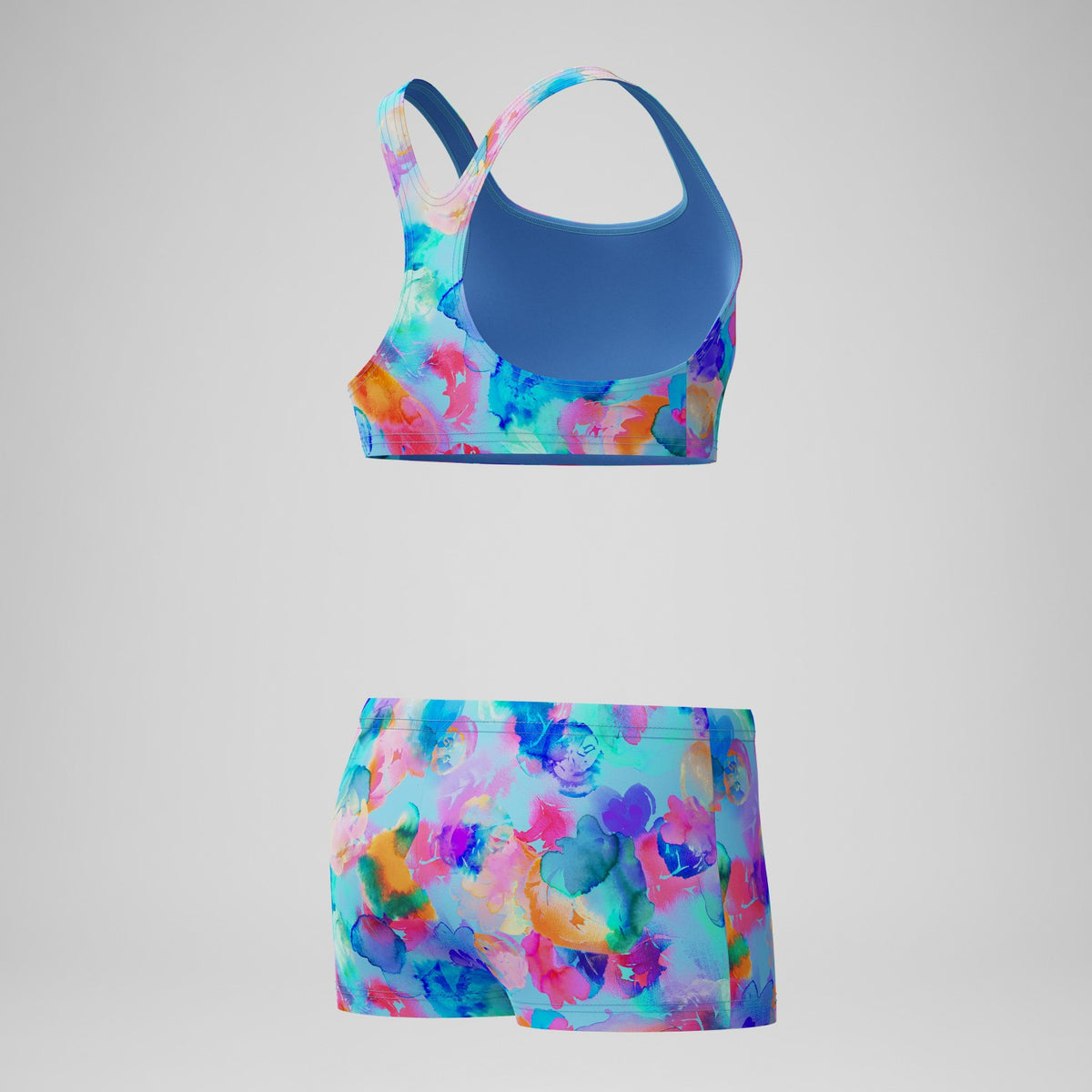 Girls Printed Racerback Bikini Set Blue | Speedo