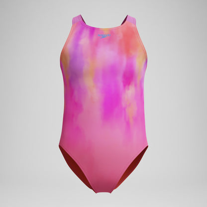 Girls Printed Pulseback Swimsuit Pink | Speedo