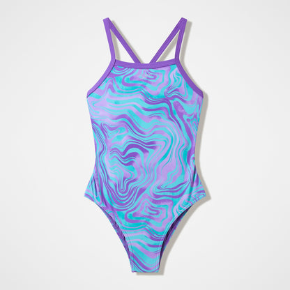 Girls Printed Thinstrap Swimsuit Purple | Speedo