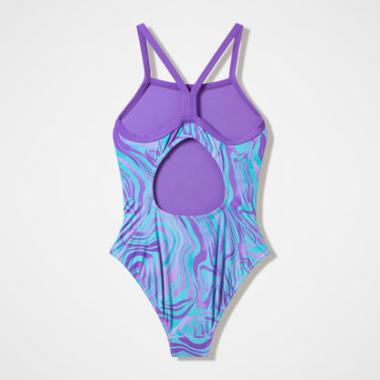 Girls Printed Thinstrap Swimsuit Purple | Speedo