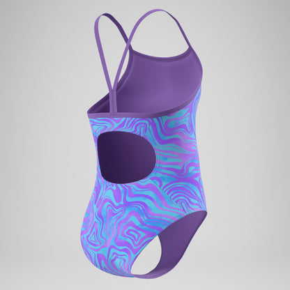 Girls Printed Thinstrap Swimsuit Purple | Speedo