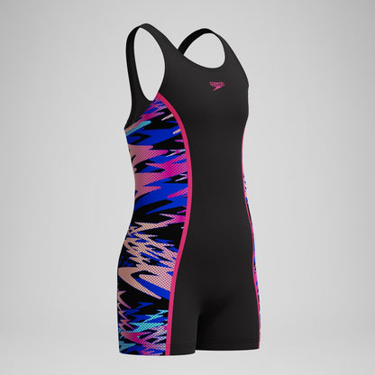 Girls Hyperboom Splice Muscleback Legsuit Black/Pink | Speedo