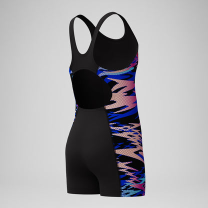 Girls Hyperboom Splice Muscleback Legsuit Black/Pink | Speedo