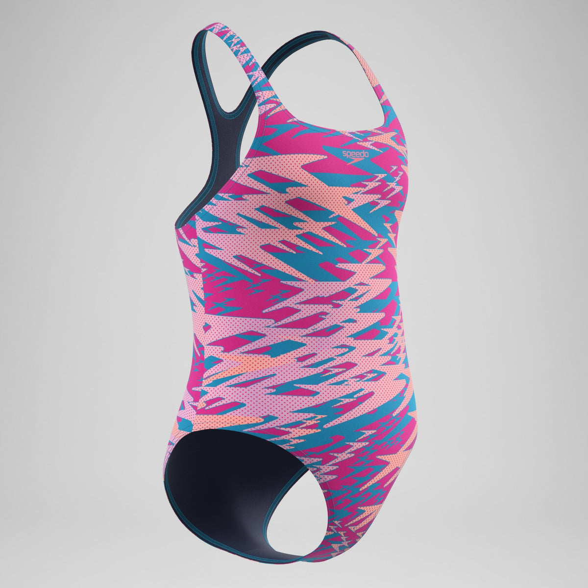 Girls Hyperboom Printed Medalist Swimsuit Blue/Pink | Speedo
