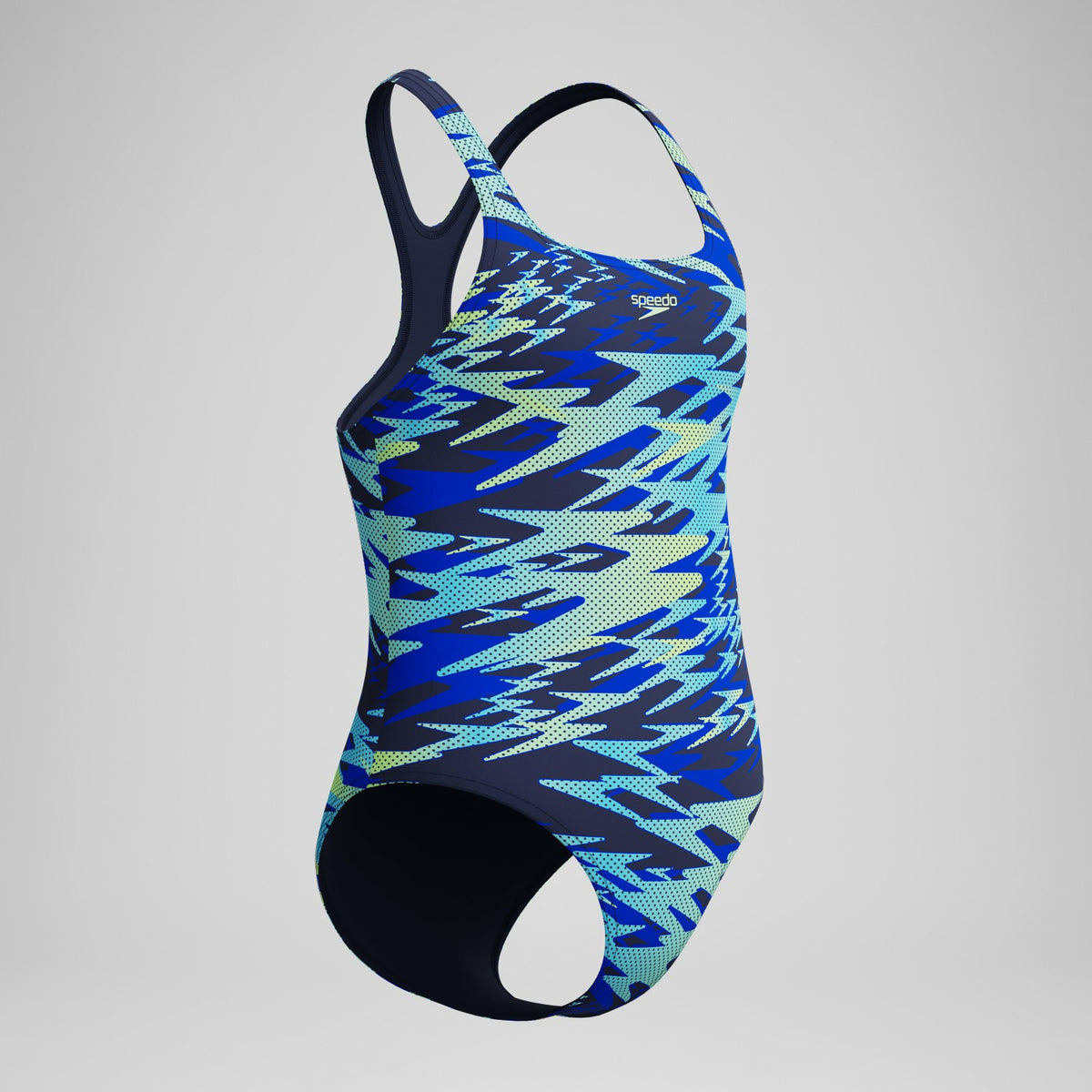 Girls Hyperboom Printed Medalist Swimsuit Blue/Green | Speedo