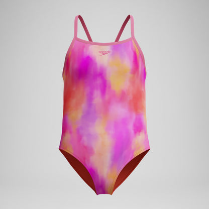 Girls Printed Thinstrap Swimsuit Pink | Speedo