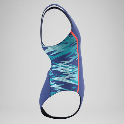 Girls Hyperboom Splice Muscleback Swimsuit Navy | Speedo