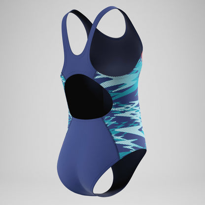 Girls Hyperboom Splice Muscleback Swimsuit Navy | Speedo