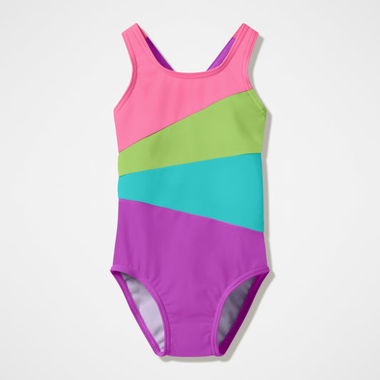 Infant Girls Radiating Splice Swimsuit Pink/Green | Speedo