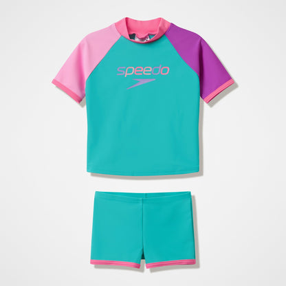 Infants Short Sleeve Rashguard Set Turquoise/Pink | Speedo