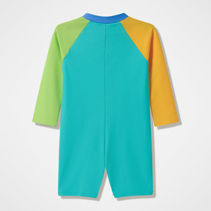 Infants Colourblock Long Sleeve Zip Swimsuit Green/Orange | Speedo