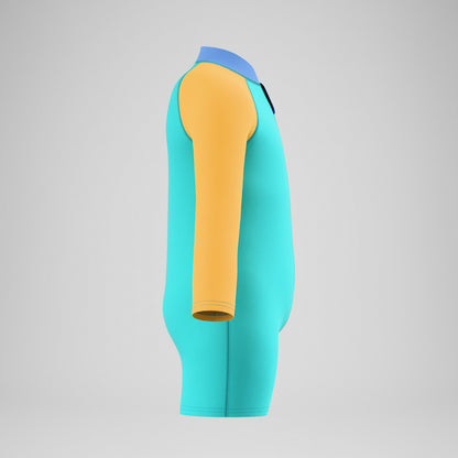 Infants Colourblock Long Sleeve Zip Swimsuit Green/Orange | Speedo