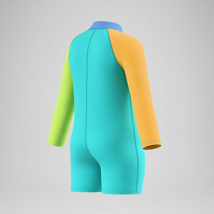 Infants Colourblock Long Sleeve Zip Swimsuit Green/Orange | Speedo